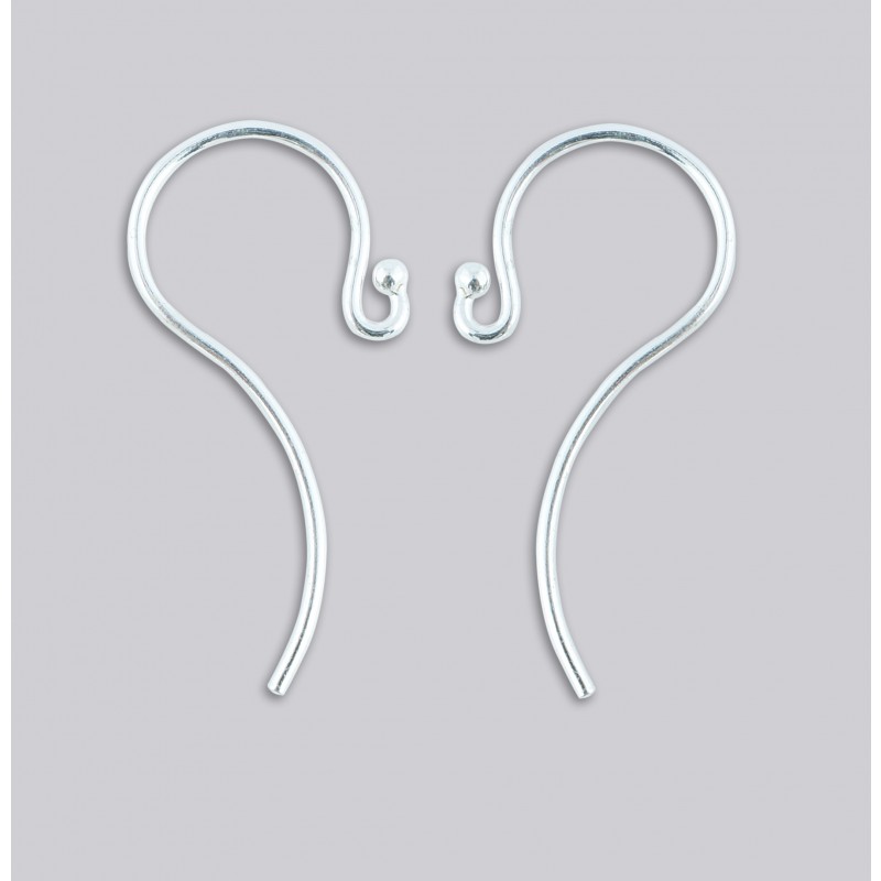 EW-1 Pack of 5 pairs 20 gage Argentium French Earwires with single ball